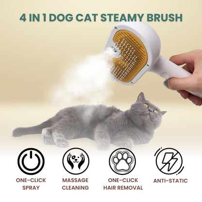 Water & Steam Grooming Brush for Cats and Dogs – Self-Cleaning Slicker Brush with Spray