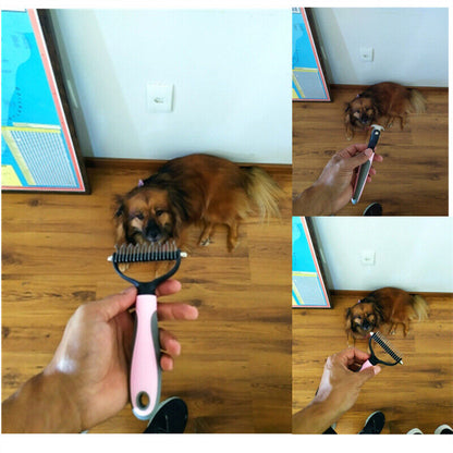 2-in-1 Pet Dematting & Deshedding Comb for Dogs & Cats | Fur, Hair & Undercoat Care Grooming Brush