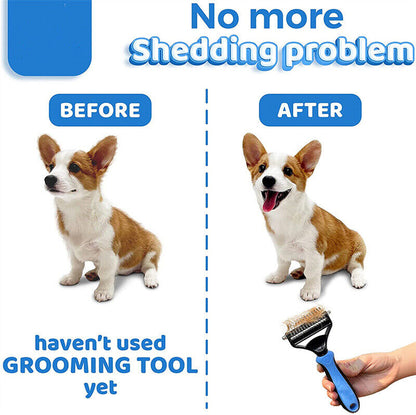 2-in-1 Pet Dematting & Deshedding Comb for Dogs & Cats | Fur, Hair & Undercoat Care Grooming Brush