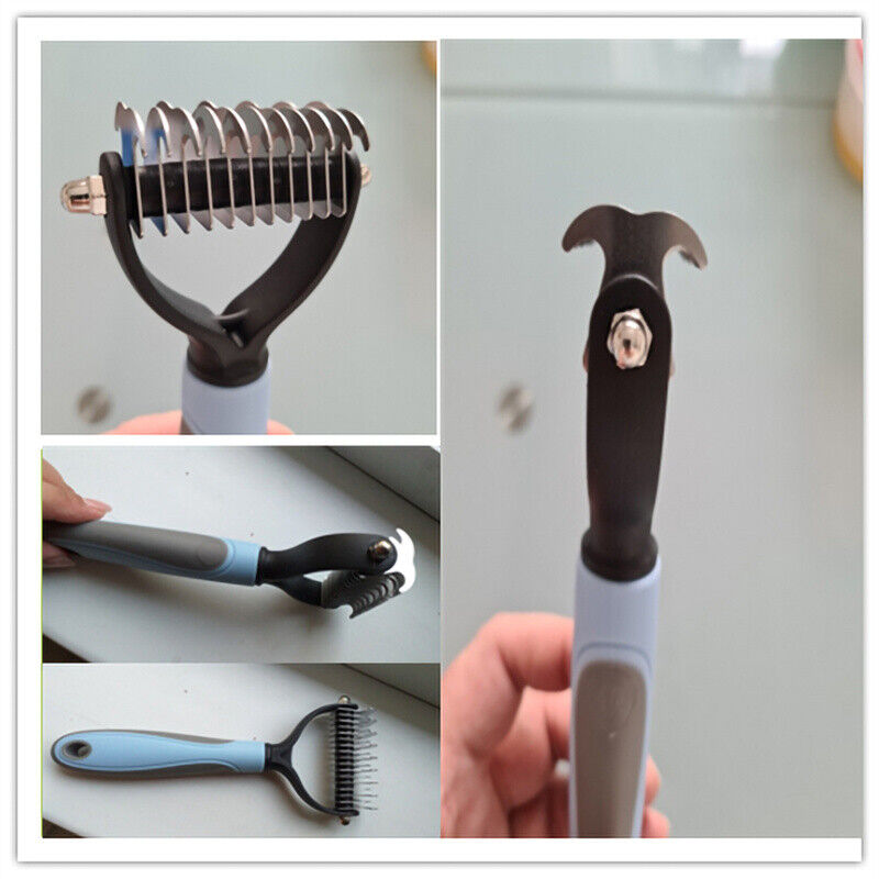 2-in-1 Pet Dematting & Deshedding Comb for Dogs & Cats | Fur, Hair & Undercoat Care Grooming Brush