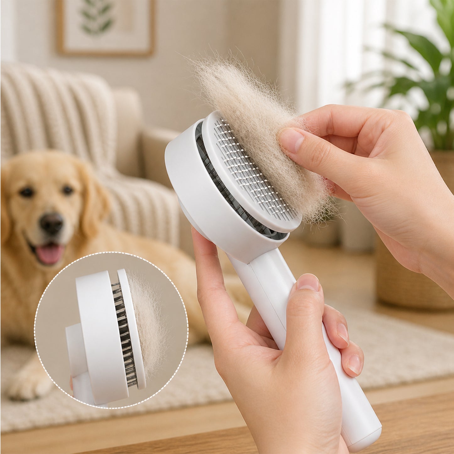 Self Cleaning Pet Needle Comb for Dogs Cats