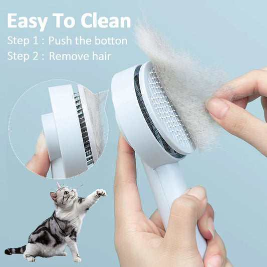 Self-Cleaning Pet Needle Comb for Dogs and Cats – Grooming Brush for Hair Removal and Deshedding