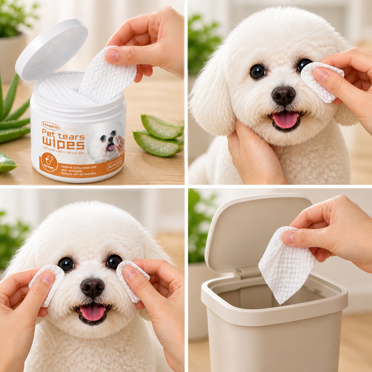 Yegbong Aloe Vera Pet Eye Wipes for Dogs and Cats