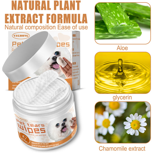 Yegbong Aloe Vera Pet Eye Wipes for Dogs and Cats