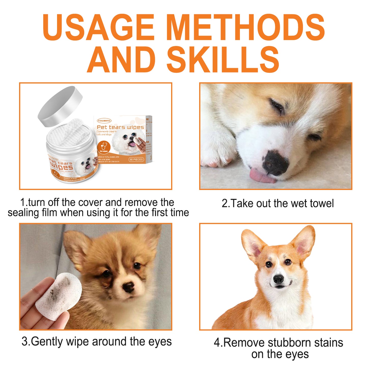 Yegbong Aloe Vera Pet Eye Wipes for Dogs and Cats