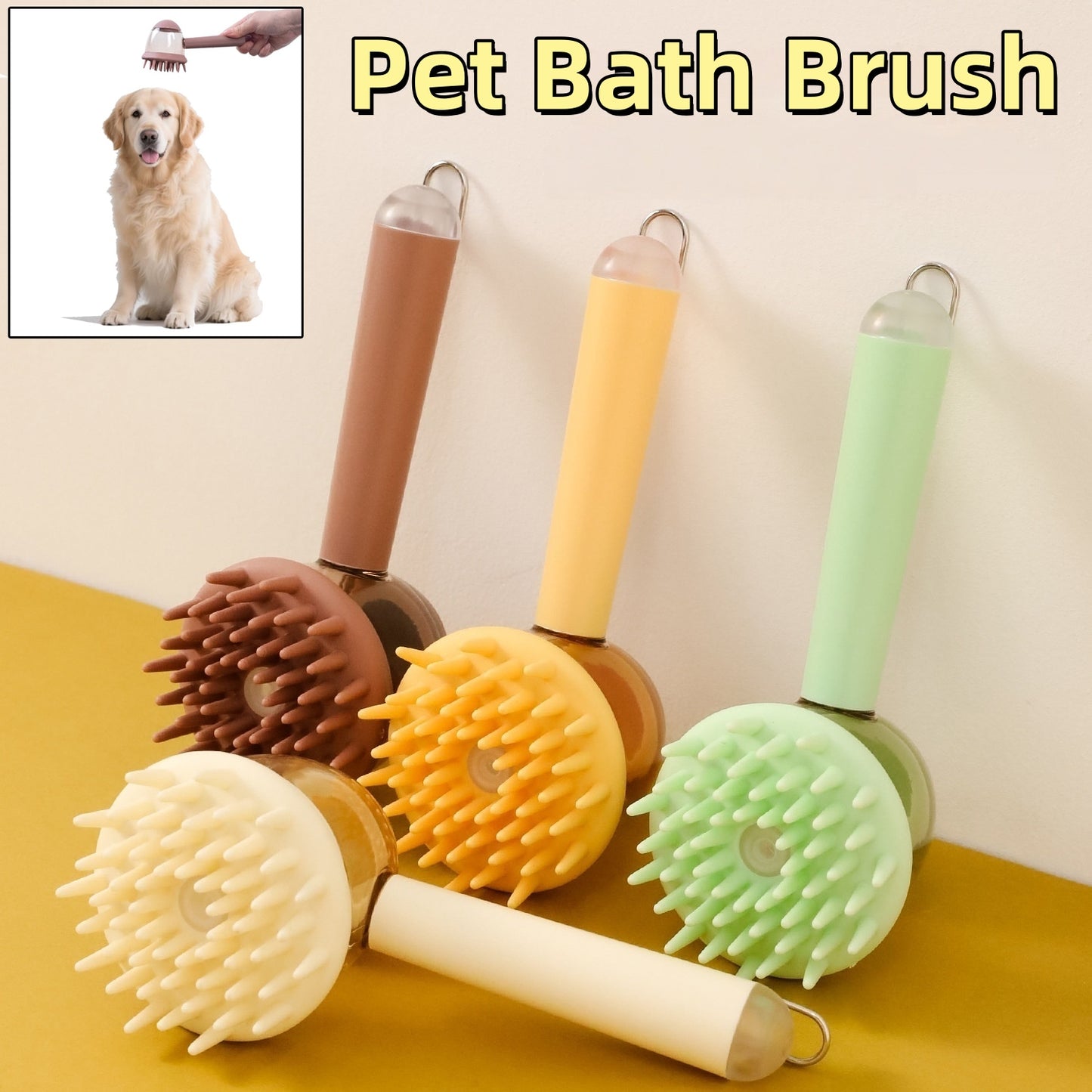 3 In 1 Pet Bath Brush For Dogs And Cats