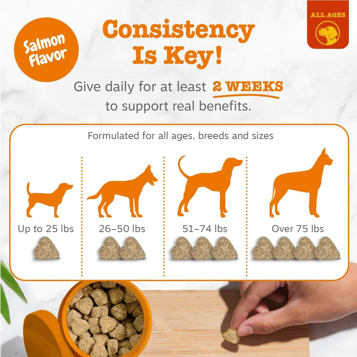 Allergy Relief Probiotic Chews For Dogs – Skin & Ear Support, Salmon Flavor