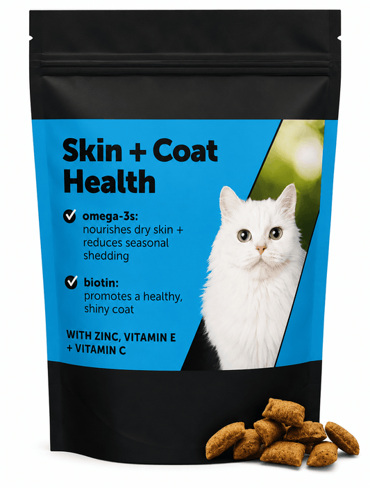 Cat Skin & Coat Chews – Salmon Oil, Omega-3, Biotin & Vitamins, Crunchy Creamy Formula