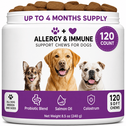 Dog Allergy Relief Chews – Skin & Coat Support Soft Chews With Omega-3 Fish Oil