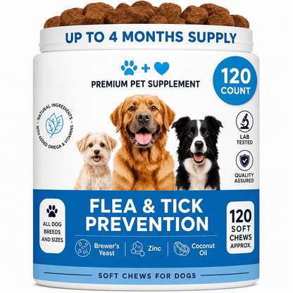 Dog Flea & Tick Soft Chews – Skin, Coat & Pest Defense Support