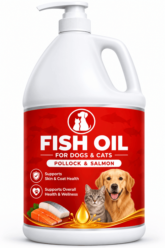 Fish Oil For Dogs – Omega-3 Skin & Coat Support With EPA & DHA, Salmon & Pollock, 64 oz