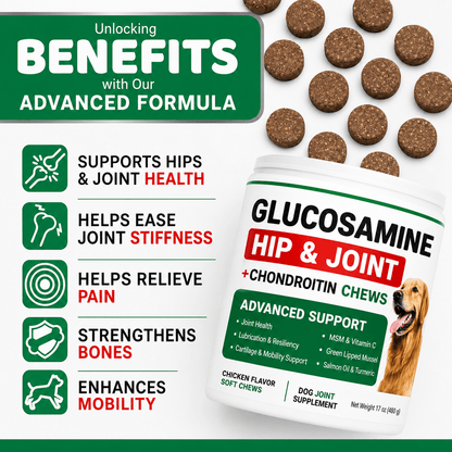 Glucosamine Chews For Dogs – Hip & Joint Support With Glucosamine, Chondroitin & MSM, 240 Count