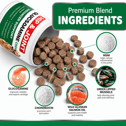 Glucosamine Chews For Dogs – Hip & Joint Support With Glucosamine, Chondroitin & MSM, 240 Count