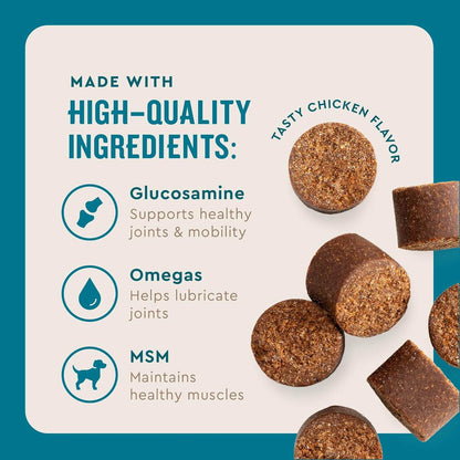 Glucosamine Hip & Joint Chews For Dogs – Glucosamine, MSM & Krill Oil Support, Chicken Flavor
