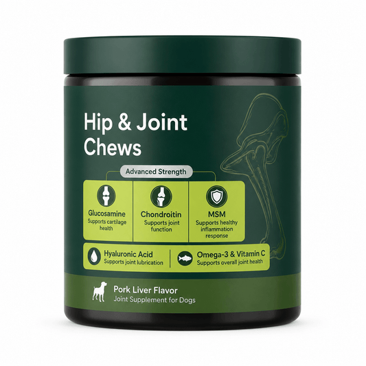 Hip & Joint Chews For Large Breed Dogs – Glucosamine, Chondroitin & MSM Support, Pork Flavor, 30 Count