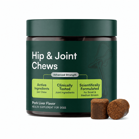 Hip & Joint Chews For Small & Medium Dogs – Glucosamine, Chondroitin & MSM Support, Pork Flavor, 60 Count