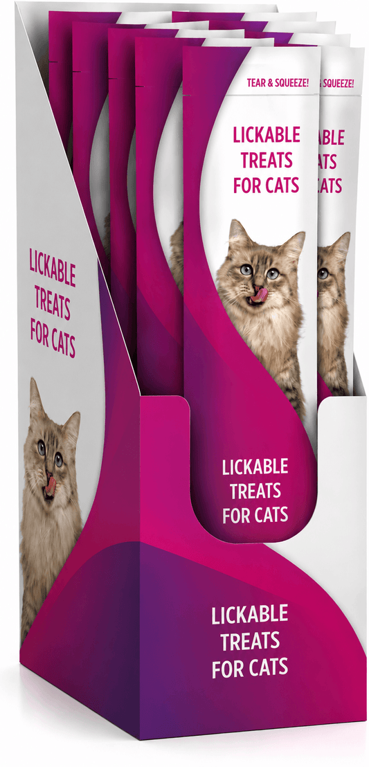 Lickable Cat Treats – Smooth Purée, Grain-Free Wet Food Topper, 0.5 oz Tubes, 48-Pack