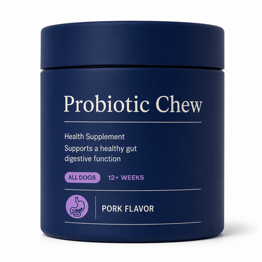 Probiotic Chews For Dogs – Digestive & Gut Health Support With 8-Strain Probiotic Blend, Pork Flavor, 30 Count