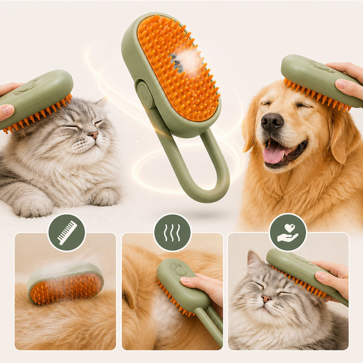 Pet grooming brush for dogs and cats with soft bristles